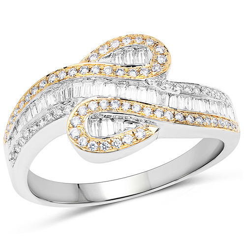Diamond-0.45 Carat Genuine White Diamond 14K White & Yellow Gold Ring (G-H Color, SI1-SI2 Clarity)