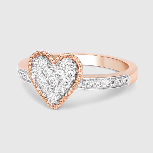 0.32 Carat Genuine White Diamond 14K White & Rose Gold Ring (F-G Color, SI Clarity)