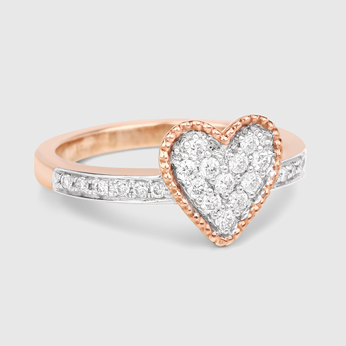 0.32 Carat Genuine White Diamond 14K White & Rose Gold Ring (F-G Color, SI Clarity)