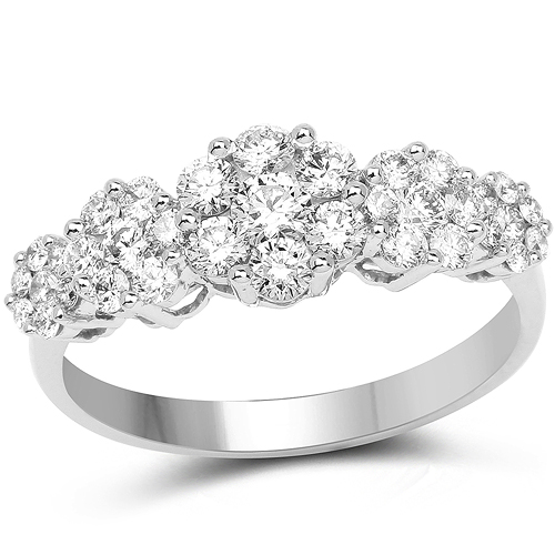 Diamond-0.93 Carat Genuine White Diamond 14K White Gold Ring (G-H Color, SI1-SI2 Clarity)