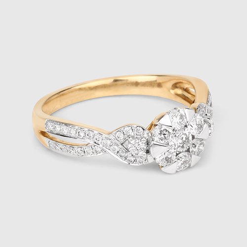 0.67 Carat Genuine White Diamond 14K Yellow Gold Ring (F-G Color, SI Clarity)
