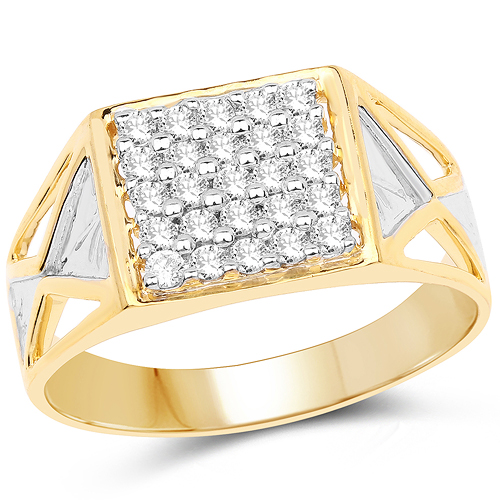 Diamond-0.54 Carat Genuine White Diamond 14K White & Yellow Gold Ring (G-H Color, SI1-SI2 Clarity)
