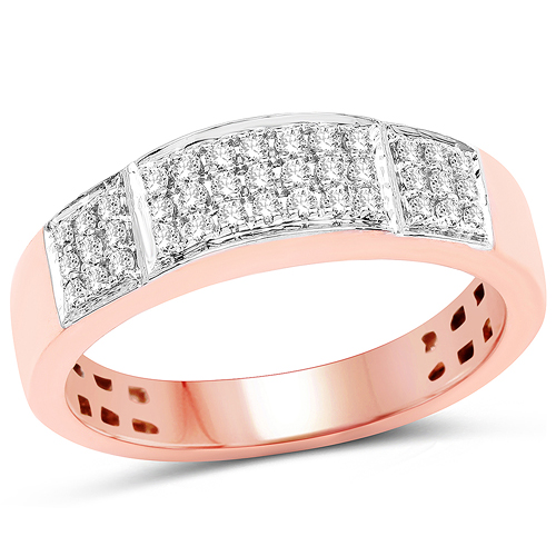 Diamond-0.27 Carat Genuine White Diamond 14K White & Rose Gold Ring (G-H Color, SI1-SI2 Clarity)