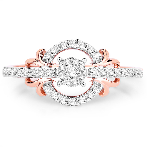 0.34 Carat Genuine White Diamond 14K Rose Gold Ring (G-H Color, SI1-SI2 Clarity)