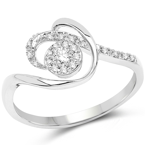 Diamond-0.17 Carat Genuine White Diamond 14K White Gold Ring (G-H Color, SI1-SI2 Clarity)