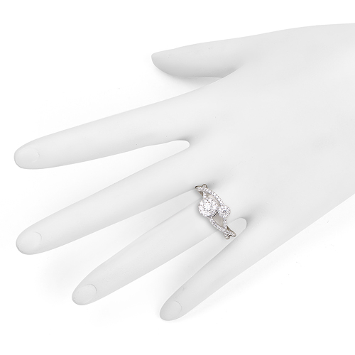 0.43 Carat Genuine White Diamond 14K White Gold Ring (F-G Color, SI Clarity)