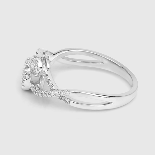 0.43 Carat Genuine White Diamond 14K White Gold Ring (F-G Color, SI Clarity)