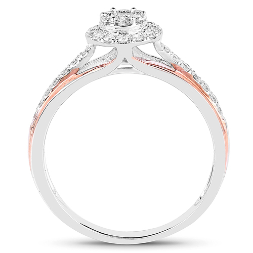 0.39 Carat Genuine White Diamond 14K White & Rose Gold Ring (G-H Color, SI1-SI2 Clarity)