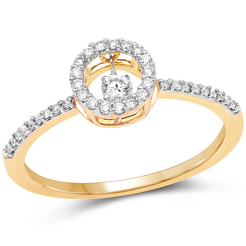 Diamond-0.21 Carat Genuine White Diamond 14K Yellow Gold Ring (G-H Color, SI1-SI2 Clarity)