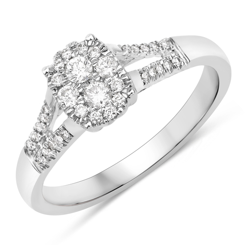 Diamond-0.29 Carat Genuine White Diamond 14K White Gold Ring (E-F Color, SI1-SI2 Clarity)