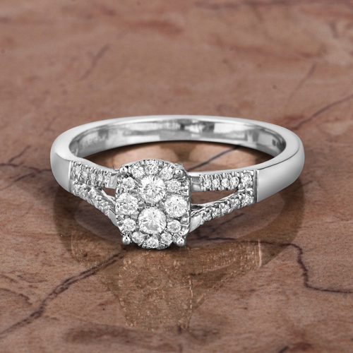 0.29 Carat Genuine White Diamond 14K White Gold Ring (E-F Color, SI1-SI2 Clarity)