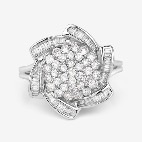0.99 Carat Genuine White Diamond 14K White Gold Ring (E-F Color, VS-SI Clarity)