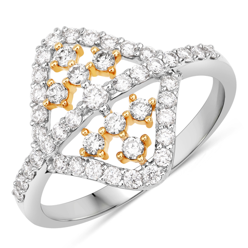 Diamond-0.75 Carat Genuine White Diamond 14K White & Rose Gold Ring (E-F Color, SI1-SI2 Clarity)