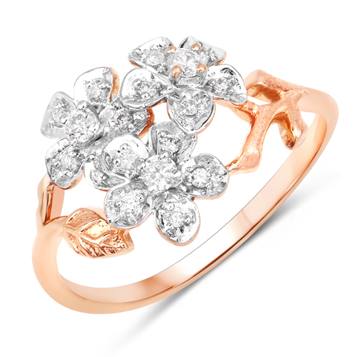 Diamond-0.15 Carat Genuine White Diamond 14K Rose Gold Ring (E-F Color, SI1-SI2 Clarity)