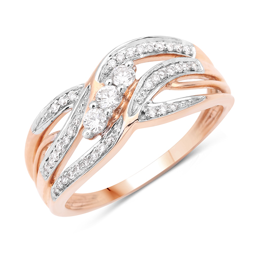 Diamond-0.31 Carat Genuine White Diamond 14K Rose Gold Ring (E-F Color, VS-SI Clarity)