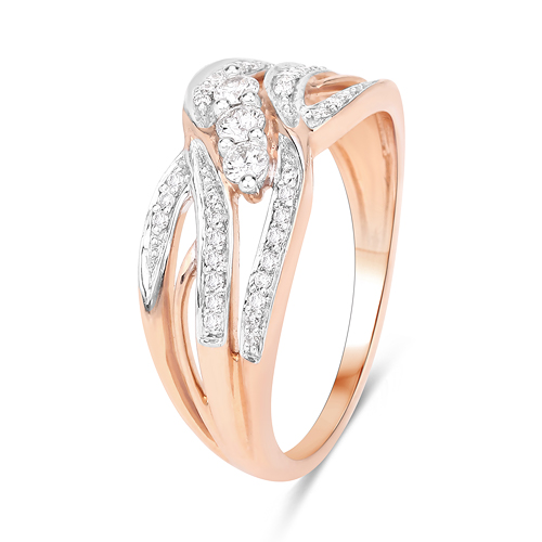 0.31 Carat Genuine White Diamond 14K Rose Gold Ring (E-F Color, VS-SI Clarity)
