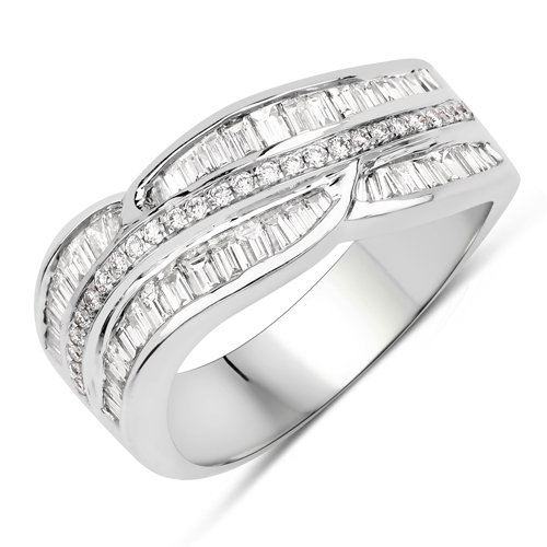 Diamond-0.84 Carat Genuine White Diamond 14K White Gold Ring (E-F Color, SI1-SI2 Clarity)