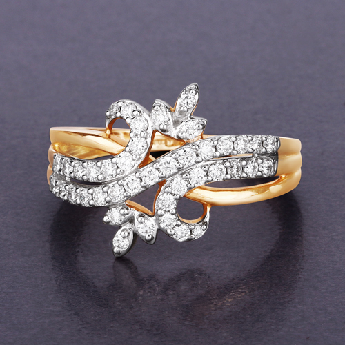 0.49 Carat Genuine White Diamond 14K Yellow Gold Ring (E-F-G Color, VS-SI Clarity)