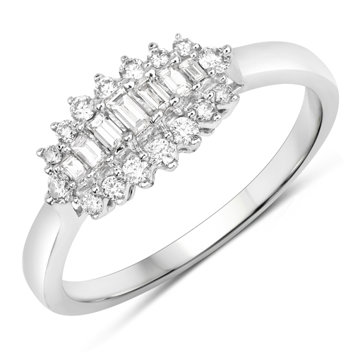 Diamond-0.37 Carat Genuine White Diamond 14K White Gold Ring (E-F Color, VS-SI Clarity)