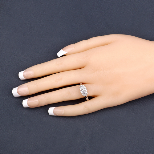 0.37 Carat Genuine White Diamond 14K White Gold Ring (E-F Color, VS-SI Clarity)