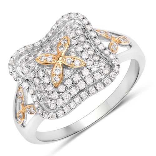 Diamond-0.55 Carat Genuine White Diamond 14K White Gold Ring (E-F Color, SI1-SI2 Clarity)