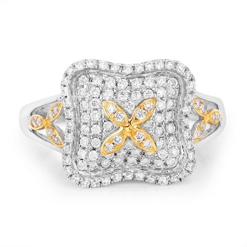 0.55 Carat Genuine White Diamond 14K White Gold Ring (E-F Color, SI1-SI2 Clarity)