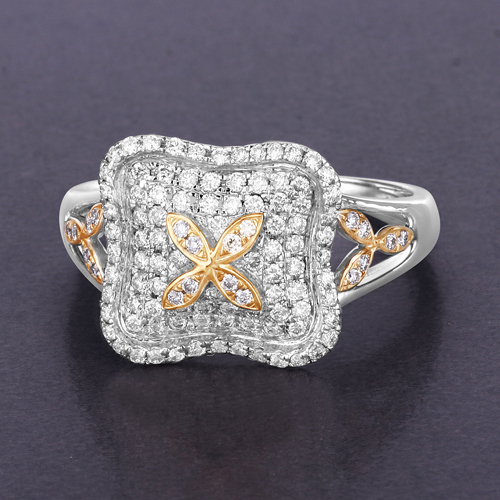 0.55 Carat Genuine White Diamond 14K White Gold Ring (E-F Color, SI1-SI2 Clarity)