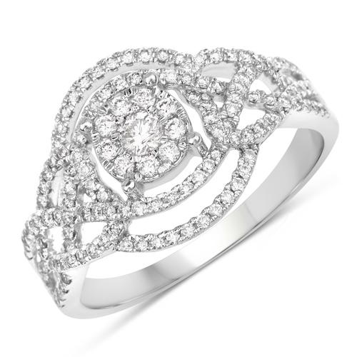 Diamond-0.61 Carat Genuine White Diamond 14K White Gold Ring (E-F Color, SI1-SI2 Clarity)