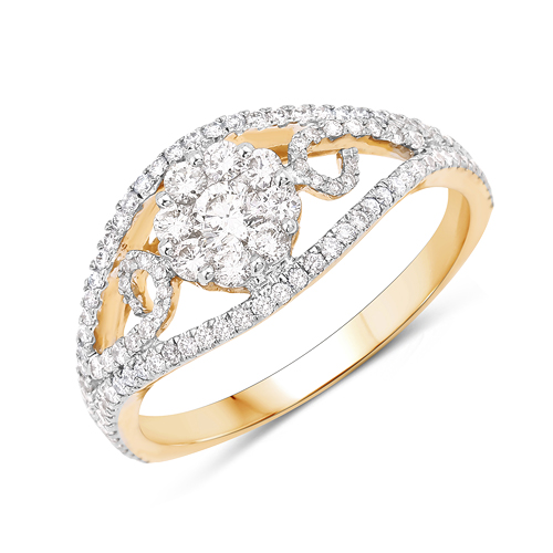 Diamond-0.78 Carat Genuine White Diamond 14K Yellow Gold Ring (F-G Color, SI Clarity)