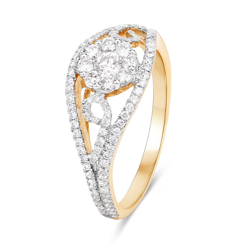 0.78 Carat Genuine White Diamond 14K Yellow Gold Ring (F-G Color, SI Clarity)