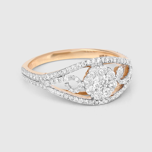 0.78 Carat Genuine White Diamond 14K Yellow Gold Ring (F-G Color, SI Clarity)
