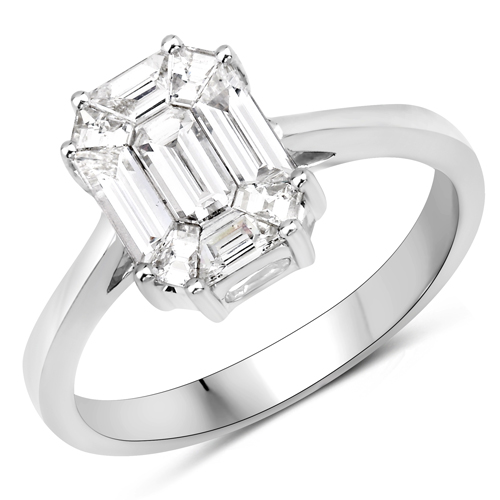 1.03 Carat Genuine White Diamond 18K White Gold Ring