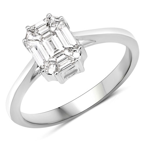 Diamond-0.48 Carat Genuine White Diamond 18K White Gold Ring
