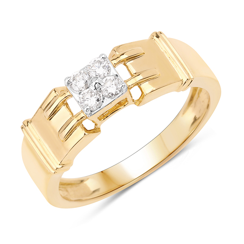 Diamond-0.21 Carat Genuine White Diamond 14K Yellow Gold Ring (F-G Color, SI Clarity)
