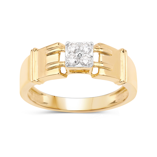 0.21 Carat Genuine White Diamond 14K Yellow Gold Ring (F-G Color, SI Clarity)