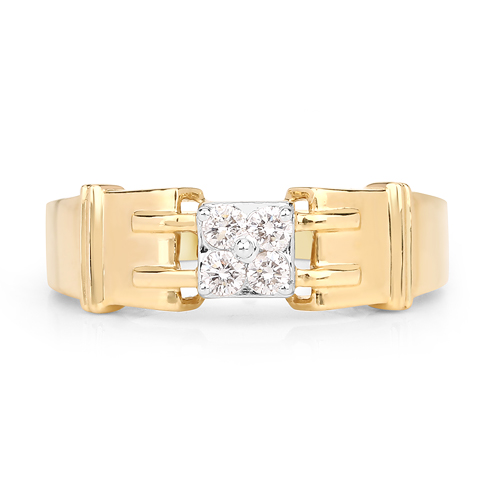 0.21 Carat Genuine White Diamond 14K Yellow Gold Ring (F-G Color, SI Clarity)