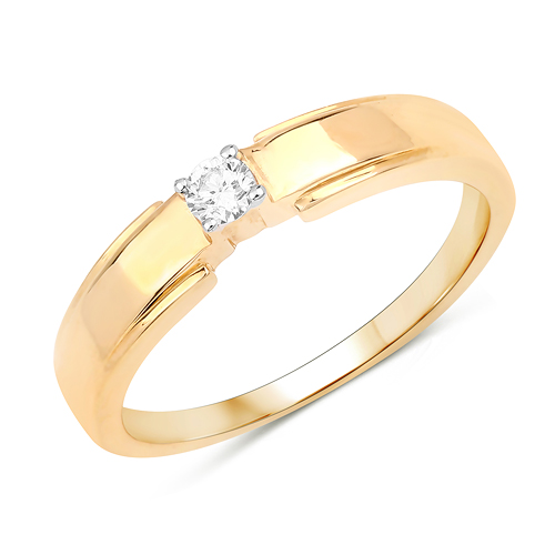 Diamond-0.11 Carat Genuine White Diamond 14K Yellow Gold Ring (F-G Color, SI Clarity)