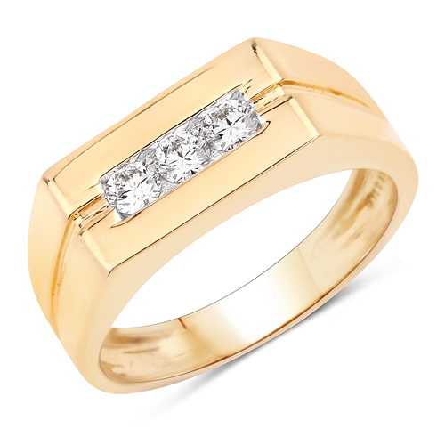 Diamond-0.34 Carat Genuine White Diamond 14K Yellow Gold Ring (F-G Color, SI Clarity)