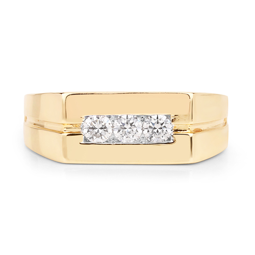 0.34 Carat Genuine White Diamond 14K Yellow Gold Ring (F-G Color, SI Clarity)