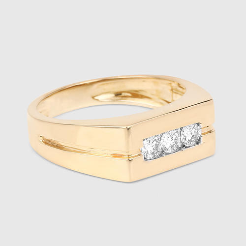 0.34 Carat Genuine White Diamond 14K Yellow Gold Ring (F-G Color, SI Clarity)