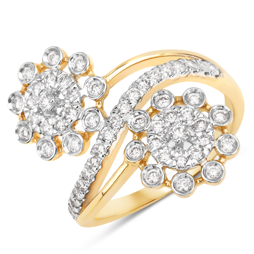 Diamond-0.56 Carat Genuine White Diamond 14K Yellow Gold Ring (E-F Color, SI1-SI2 Clarity)