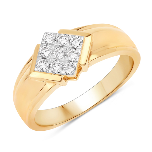 Diamond-0.38 Carat Genuine White Diamond 14K Yellow Gold Ring (F-G Color, SI Clarity)