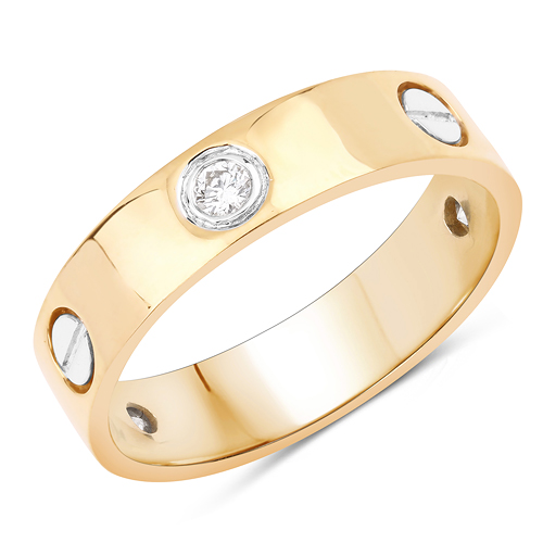 Diamond-0.20 Carat Genuine White Diamond 14K Yellow Gold Ring (F-G Color, SI Clarity)
