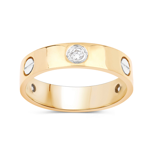 0.20 Carat Genuine White Diamond 14K Yellow Gold Ring (F-G Color, SI Clarity)