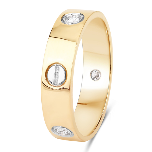 0.20 Carat Genuine White Diamond 14K Yellow Gold Ring (F-G Color, SI Clarity)