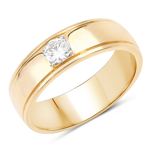 Diamond-0.32 Carat Genuine White Diamond 14K Yellow Gold Ring (F-G Color, SI Clarity)