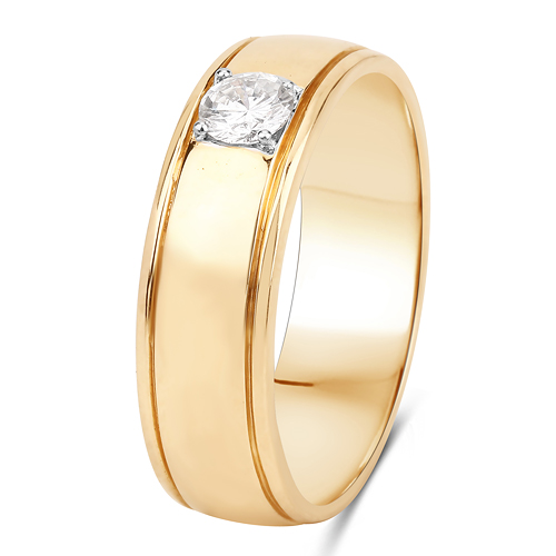 0.32 Carat Genuine White Diamond 14K Yellow Gold Ring (F-G Color, SI Clarity)