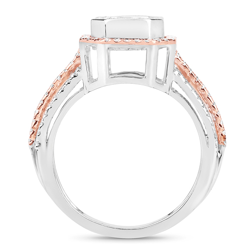 1.03 Carat Genuine White Diamond 18K White & Rose Gold Ring (G-H Color, VVS-VS Clarity)