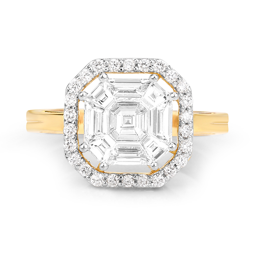 1.18 Carat Genuine White Diamond 18K Yellow Gold Ring (F-G Color, VVS-VS Clarity)