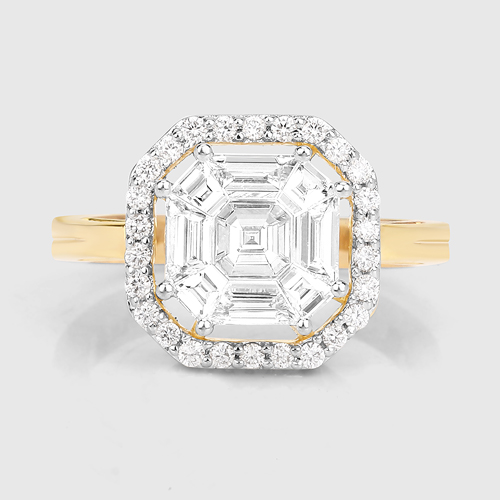 1.18 Carat Genuine White Diamond 18K Yellow Gold Ring (F-G Color, VVS-VS Clarity)